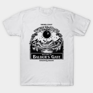 Welcome to Baldur's gate Black and White T-Shirt